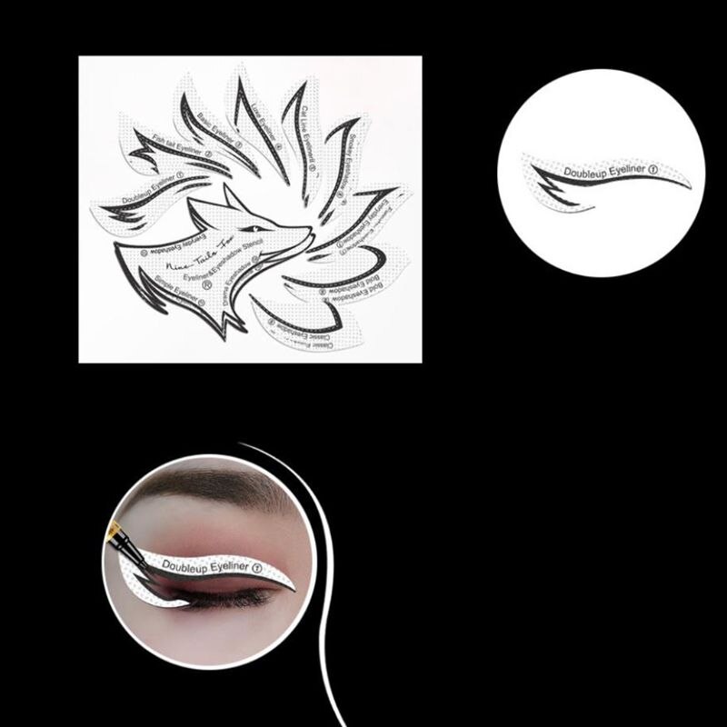 Kit de plantillas de sombra de ojos delineador de ojos materiales no tejidos 12 estilos de maquillaje pegatinas para plantillas herramientas de modelado de tarjetas