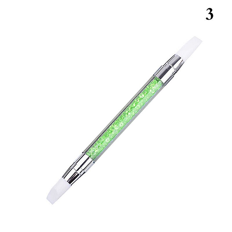Diamantbroderi dobbelthoved spids borepen prik male spids pen nail art rhinestone picker voks blyant krystal håndtag værktøj: Grøn