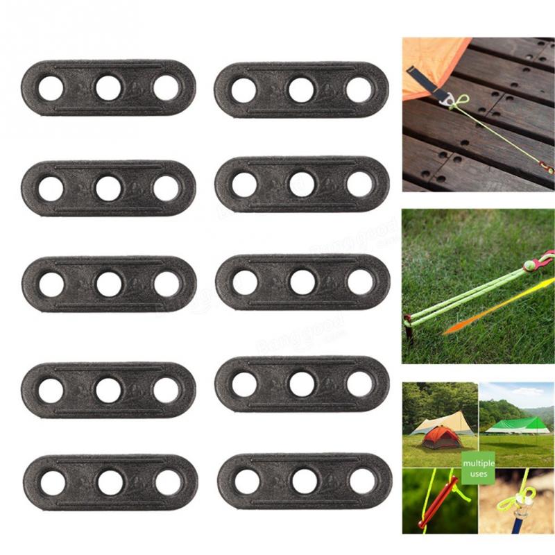 10Pcs Black Camping Tent Rope Fastener Guyline Tensioner Lock 3 Holes Rope Tensioner Camping Accessory