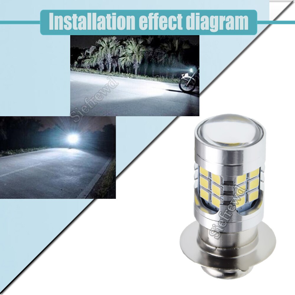 2Pcs Motorcycle LED Headlight Bulb P15S P15S-25-1 1151 White Scooter Moped Bike ATV UTV Replace Front Headlamp Light Lamp 6V 12V
