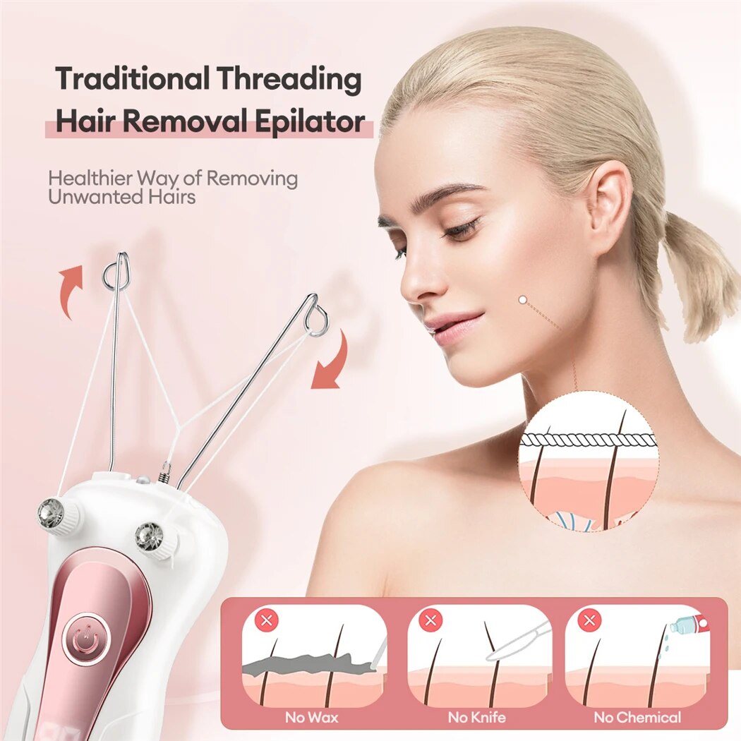 Elektrische Body Hair Remover Vrouwen Katoenen Draad Been Arm Scheerapparaat Scheermes Dame Schoonheid Nek Oplaadbare Haar Epilator