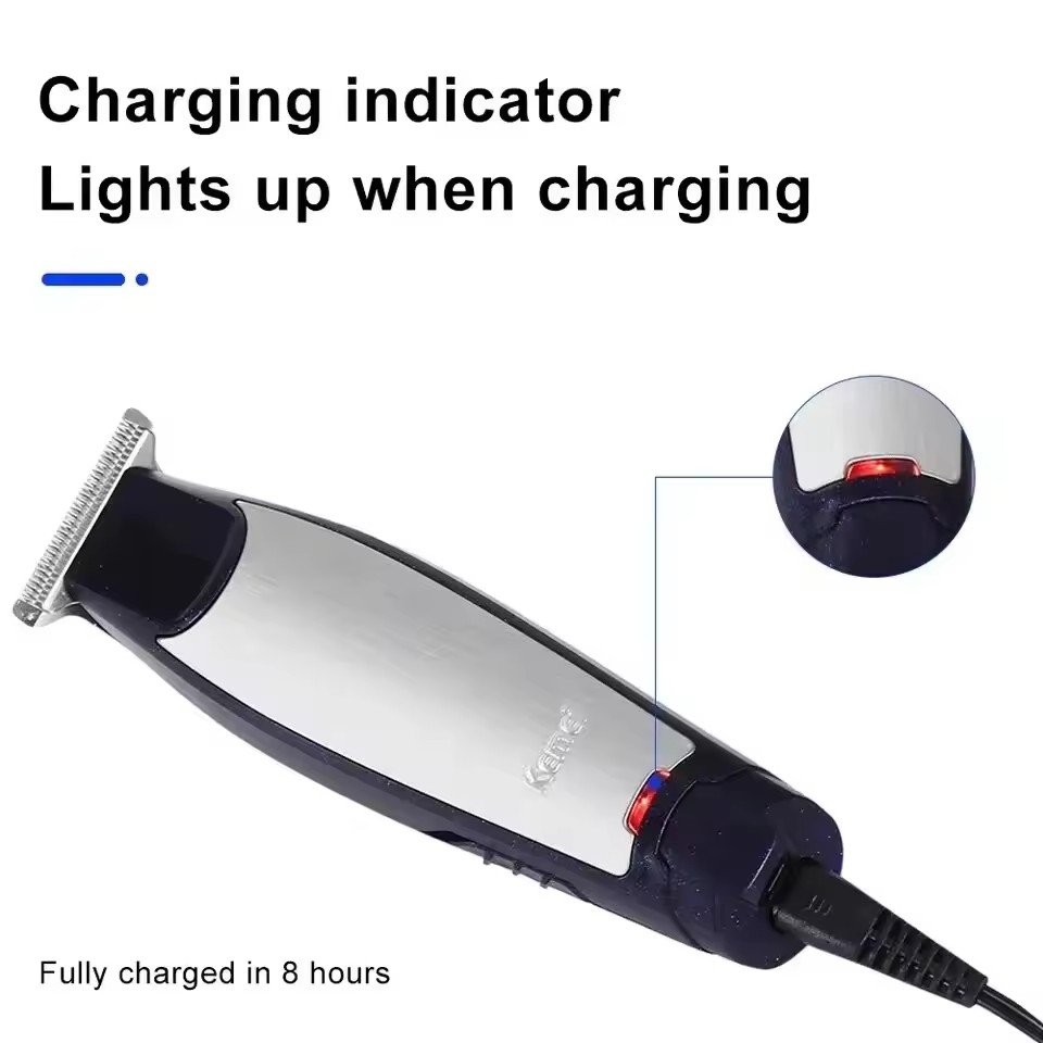 Cortadora de pelo eléctrica Kemei KM-5021, Kit de corte de pelo , Cable USB, máquina cortadora de pelo recargable para cabeza calva para hombres