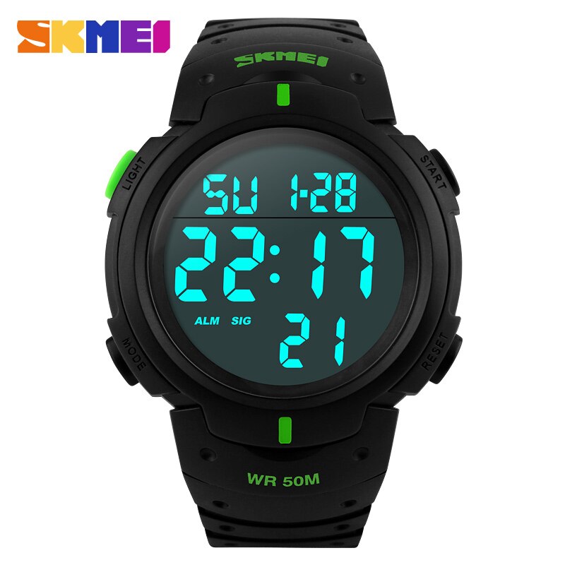 Sporthorloges voor heren, merk skmei, multifunctionele wekker, chronograaf, waterdicht, digitaal horloge voor heren, reloj hombre relogio: Zwartgroen