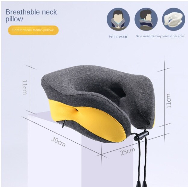 U Shaped Breathable Travel Pillow Portable Neck Car Plane s Stretcher Ring Bearer: YELLOW