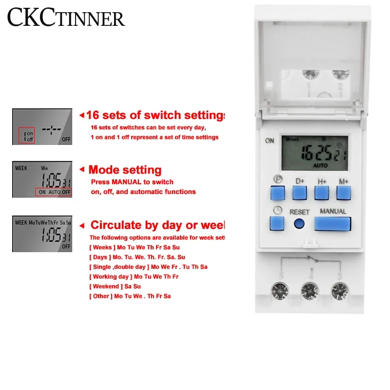 Lcd-digitaalinen ajastin ahc 15a ohjelmoitava aikarele ajastinkytkin 12v 24v 48v ac 110v 220v elektroninen viikkolaskuri