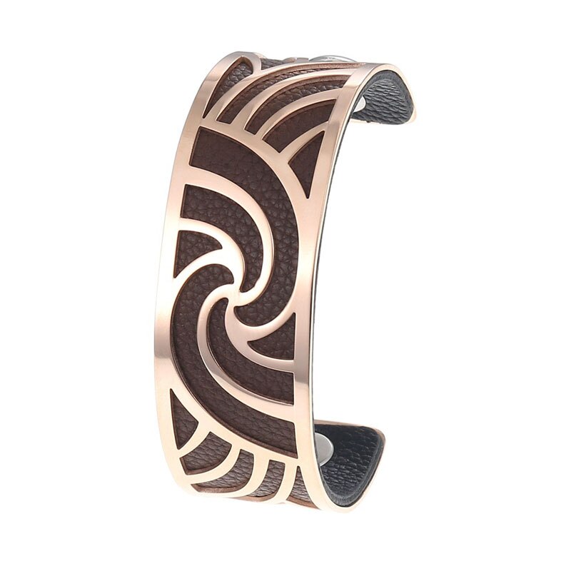 Cremo roségouden manchet bangle bijoux acier inoxydable femme manchette armband omkeerbare lederen band sieraden: 10