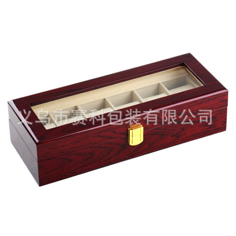 Houten Doos 6 Slots Horloge Horloges Luxe Sieraden Display Opslag Georganiseerd Caixa Para Relogio