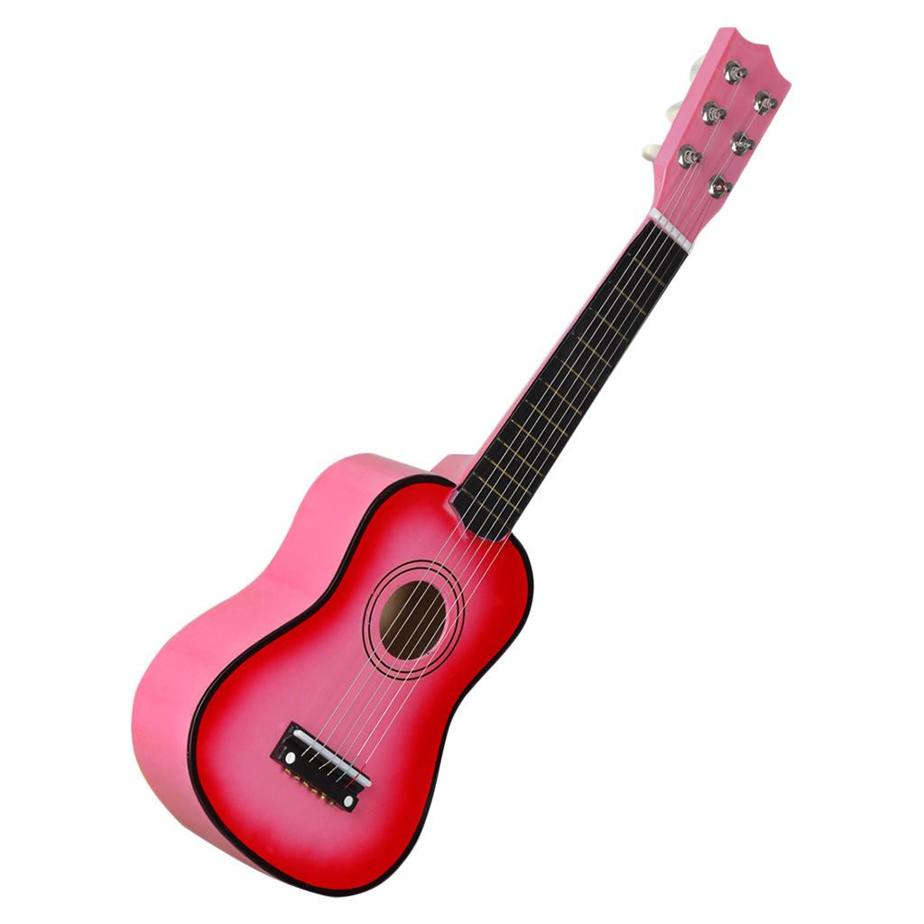 Guitarra acústica de 6 cuerdas para niños, instrumento Musical de madera maciza de 21 pulgadas, ideal para estudiantes principiantes, de cumpleaños y Navidad: Rosa