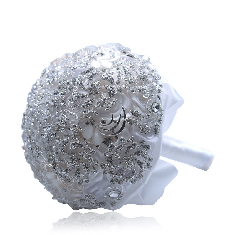 AYiCuthia luxe mariage Bouquet cristal mariée Bouquet mariage broche Bouquet bijoux mariage Bouquet S2: White