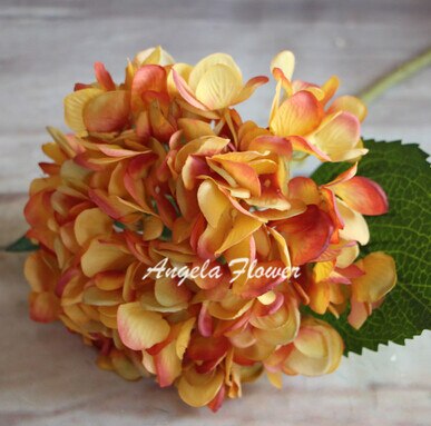 Hei -q 1 stk 46cm kunstige blomster hortensia blomster 7 farger hjemmedekorasjoner for bryllupsfest fotografering: B gul