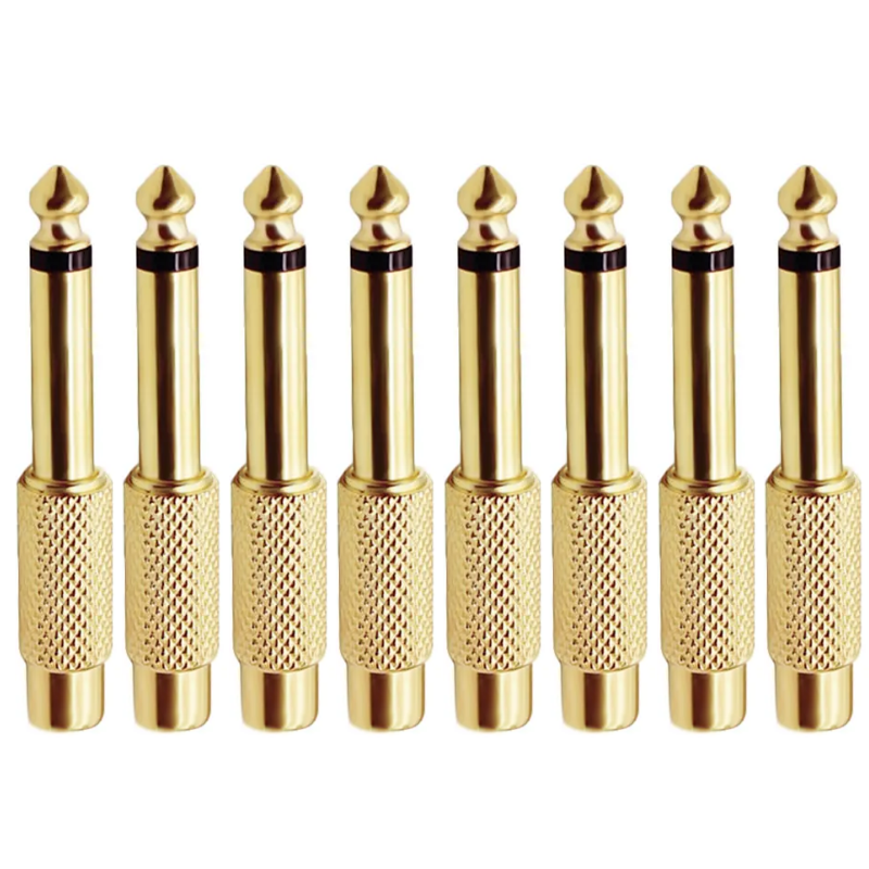 4Stck Goldene Audio- Adapter 6,35mm 1/4 "Männlichen Mono Stecker Auf schnallen-buchse 6,5mm Auf AV Jack Audio- Adapter Stecker: dunkel Grau