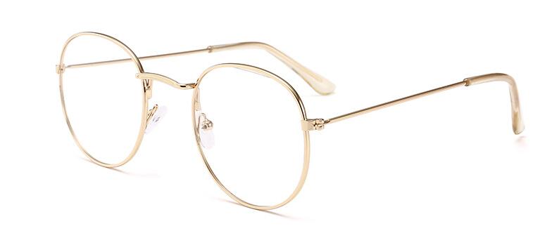 Korean Glasses Frame Retro Gold Eyeglass Frame Spectacles Round Computer Glasses Unisex NO Degrees 3447: Gold