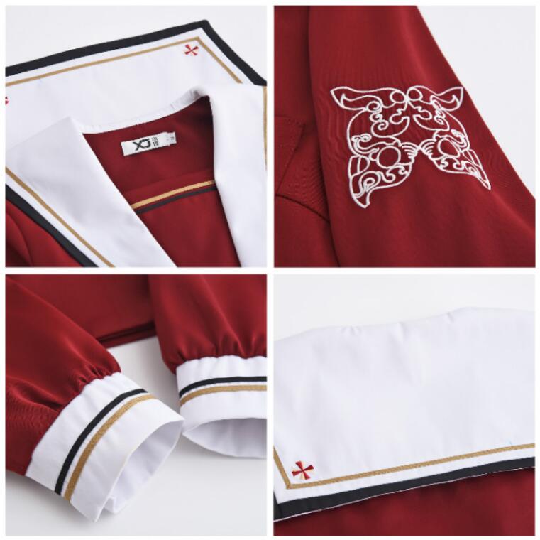 Traje de viento universitario de Japón, uniformes JK rojos del primer corazón de amor, falda, traje de marinero Kansai, uniforme escolar para estudiantes de manga larga, jkx118