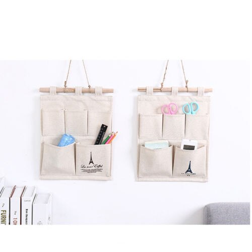 US STOCK 5 Pockets Hanging Storage Bags Linen Organizer Pouch Tidy Holder Wall Door Closet Bathroom Bedroom