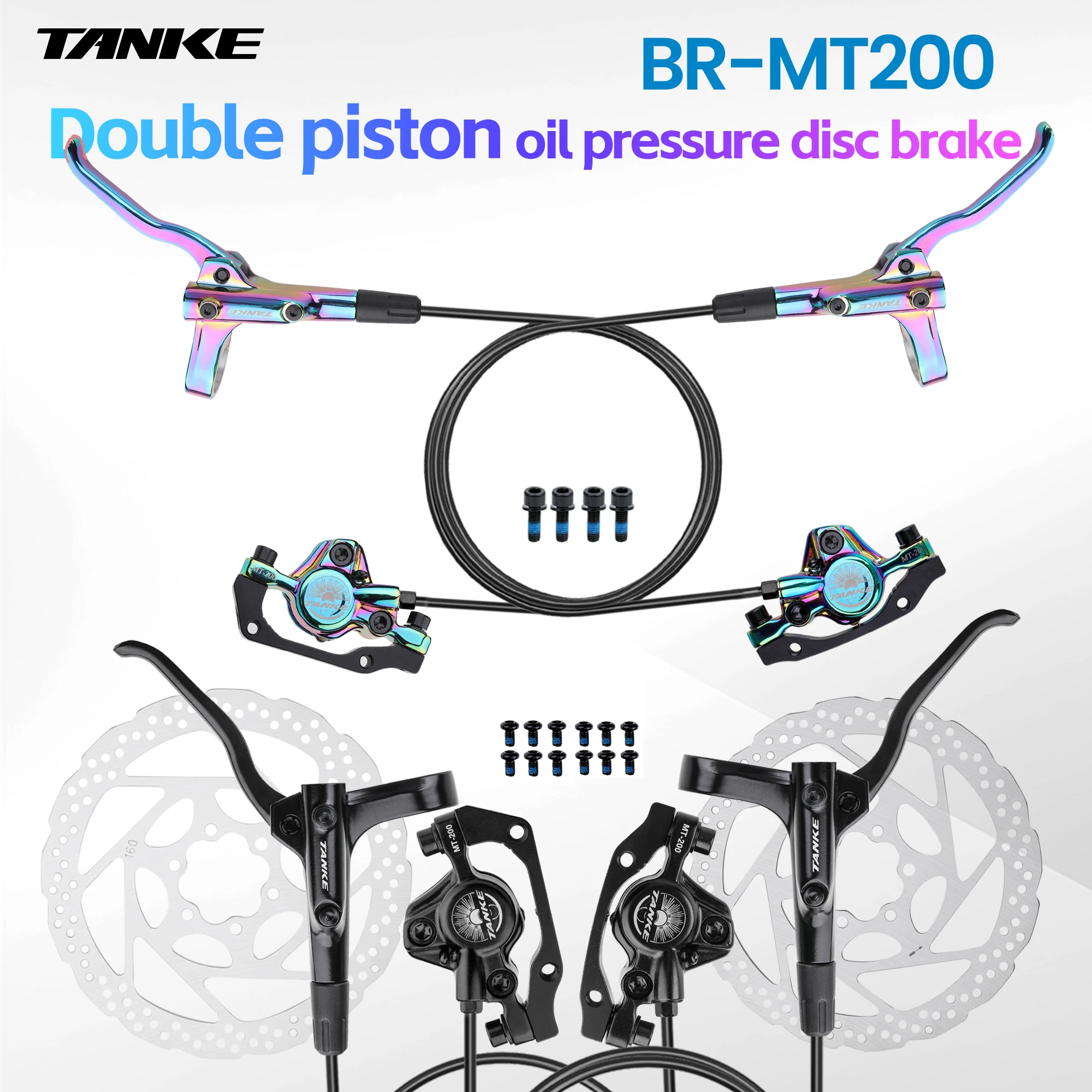 TANKE MT200 bicicleta freno de disco hidráulico MTB freno BL BR 800/1600mm freno de bicicleta 2 pistones 3 dedos palanca de acero piezas de bicicleta actualización