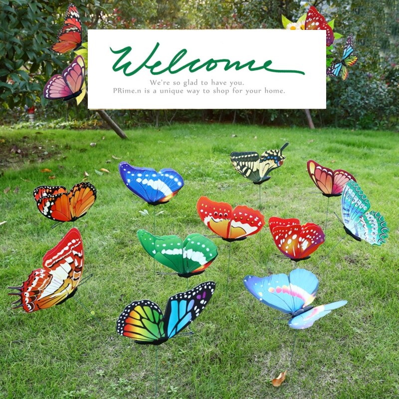 Q1JB-estacas de mariposa artificiales, adornos decorativos para jardín de 11,8 pulgadas, impermeables, para Patio exterior, cama de flores