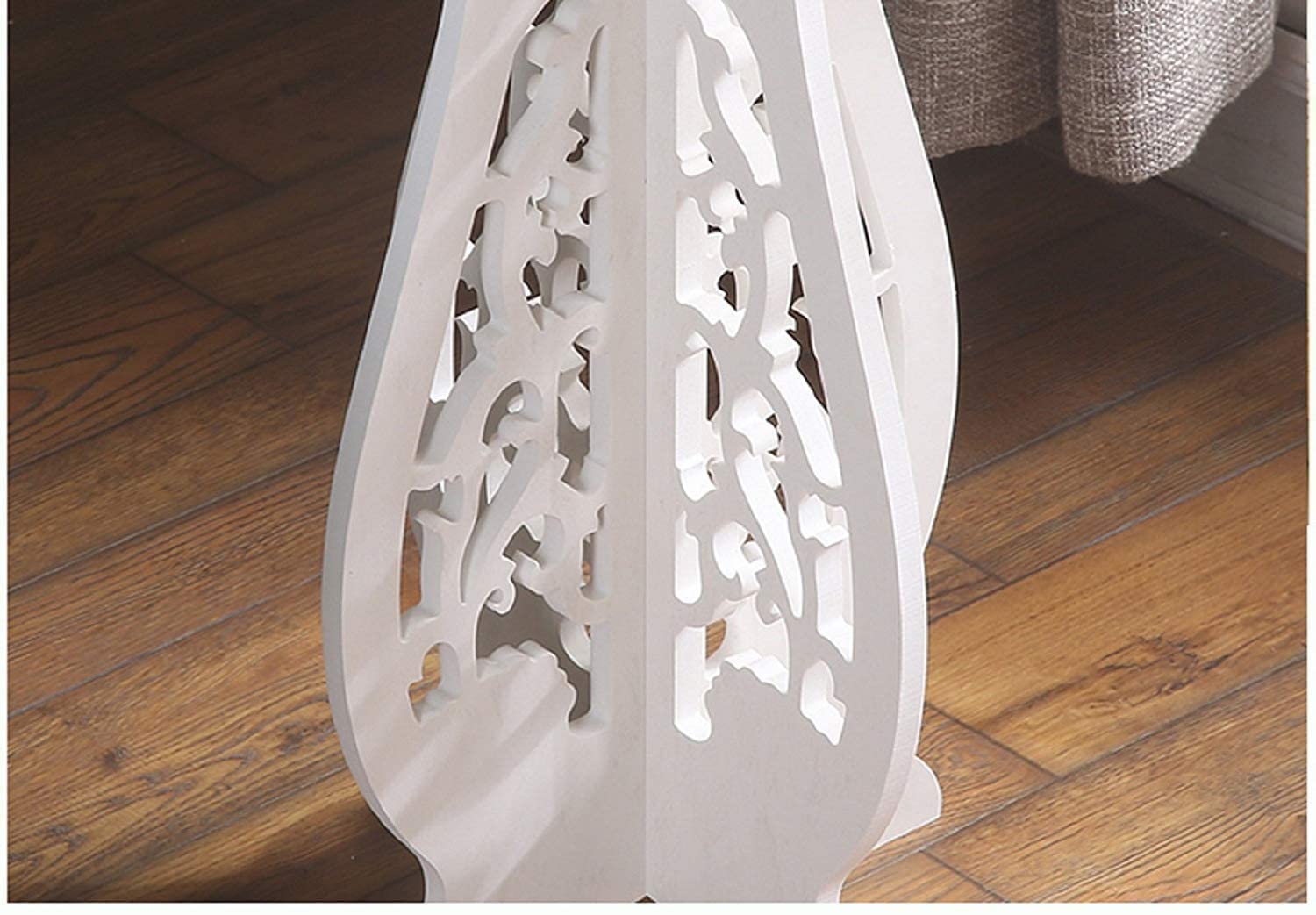 White Small Coffee Table Desk Wood Plastic Board Round Small Tea Corner Table - 60X40X31cm