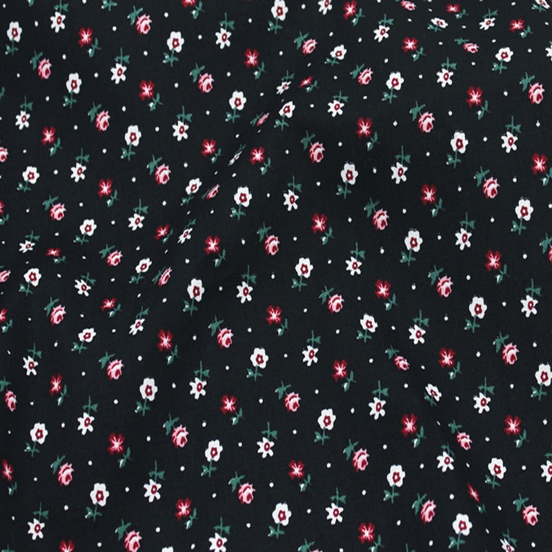 100%  vanlig bomull poplin blå hvit svart små hage blomster trykt bomull poplin stoff 50 x 140cm sjekk stoff lappeteppe