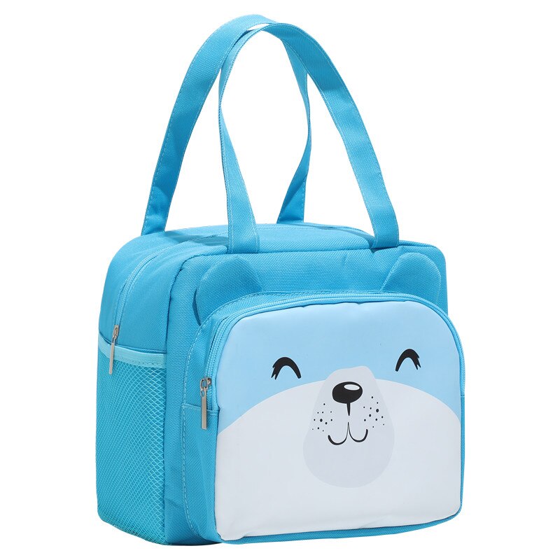 Bolsa térmica kawaii para mujer, bolsa de pícnic escolar con aislamiento térmico a prueba de agua para chico, bolso de almuerzo con asa, bolsa enfriadora portátil con dibujos animados: Marfíl