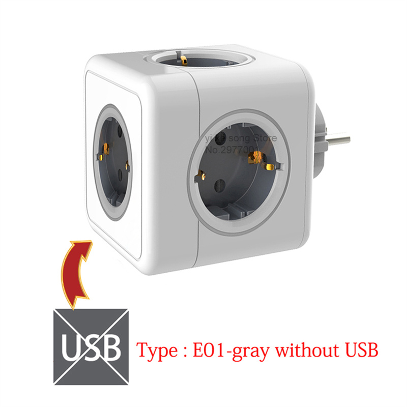Multiprise européenne EU Powercube, 3680W, prises multiples, prises secteur, filtre réseau, USB 4, AC, maison, bureaux: GRIS