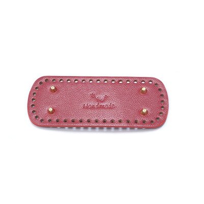 Długie owalne dno do torby z dzianiny PU skórzane akcesoria do toreb ręcznie dno 44 otwory DIY Crochet Pad torebka damska dolna torebka: red
