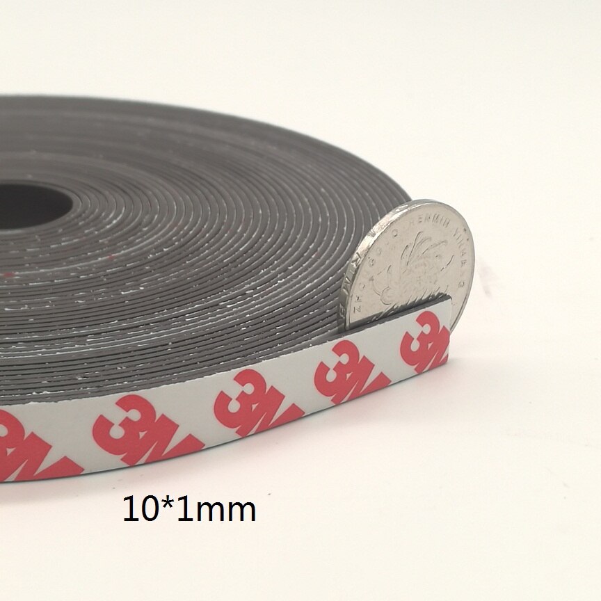 Imán de goma de 10 metros/lote, cinta magnética Flexible autoadhesiva de 10x1, 20x1, 30x1mm, cinta imán ancho de 10mm/20mm/30mm de grosor, 1mm: 10 Meters 10x1mm