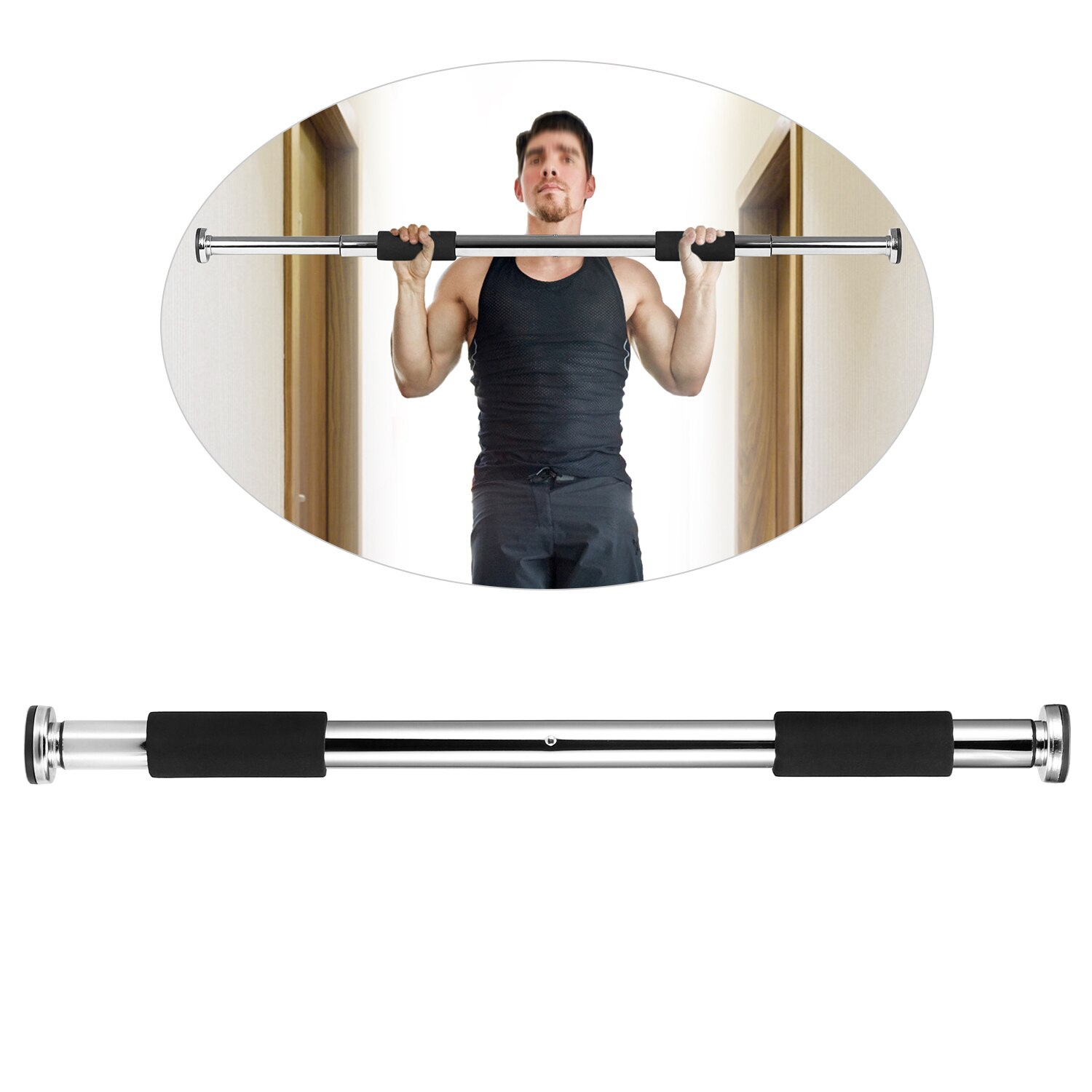 Justerbar døråbning pull up bar fitness dør måde hage op vandret hjem gym træning fitness træningsudstyr 160kg bærende: Default Title