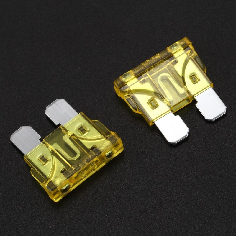 Vehicle Car 20A 20Amp Yellow Body Two Prong Blade ATC Fuse 100pcs