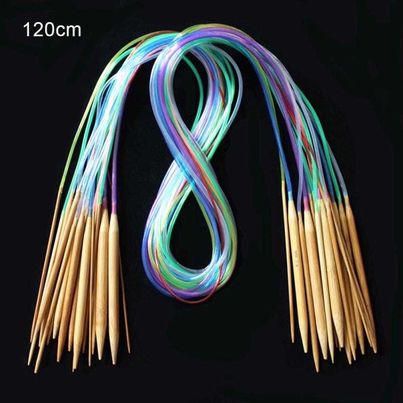 18 pcs Multicolor Tube 40-120cm Bamboe Cirkelvormige Haak Breinaalden Set Dubbele-puntige Naalden Naaien Accessoires #125: 120cm