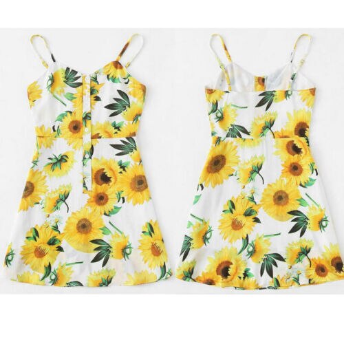 vrouwen Boho Bloemen Jurk Dames Chiffon Zomer Feestavond Strand Korte Mini Jurk Zonnejurk Nieuw in