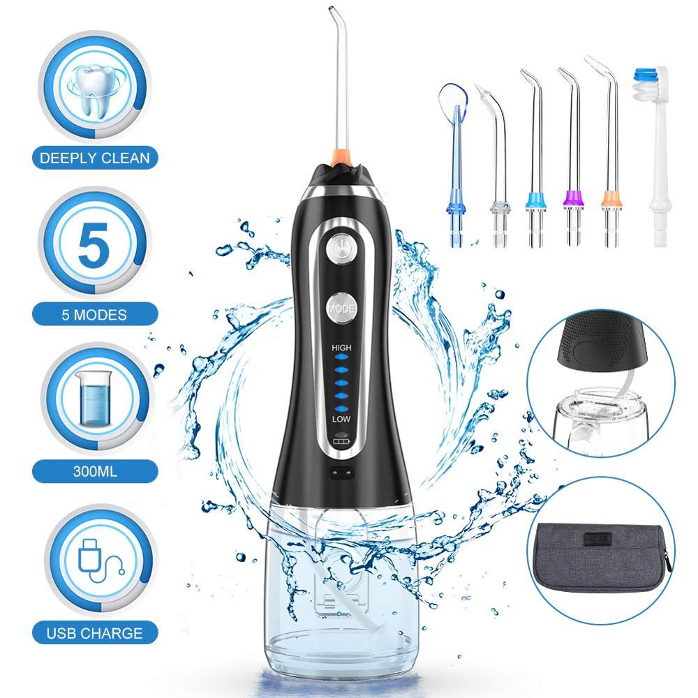 300Ml Draadloze Monddouche Water Floss Monddouche Dental Tanden Cleaner 5 Jet Tip & Bag Monddouche Usb Oplaadbare water