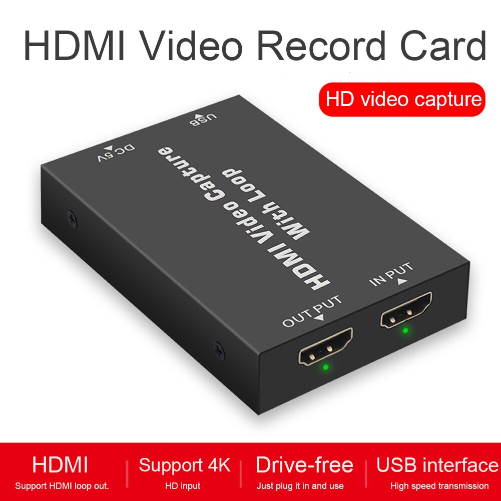 4K HD Computer Components for Loop Output Game Live Audio Grabber Teaching Video Card Universal Metal Recording Box