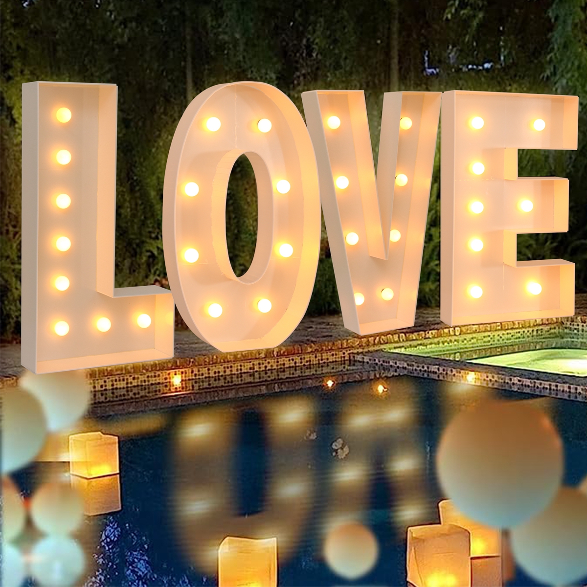 Caja de marco de luz Led con letras gigantes de 9,5 CM, decoración para de boda, Navidad, 1er cumpleaños, caja de relleno de globos con nombre DIY