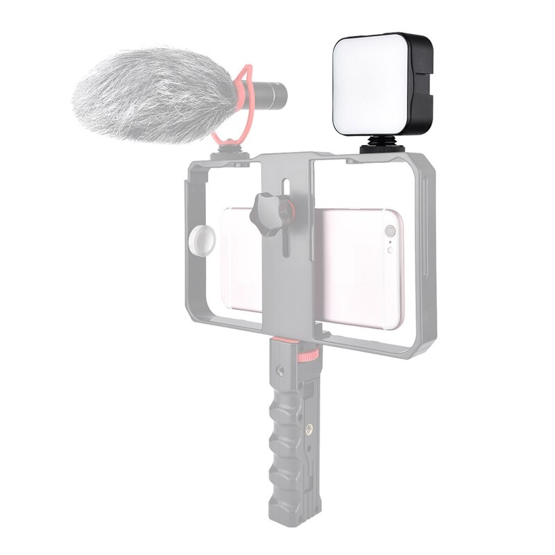 2 pz mini portato Luce video Fotografia riempire-in Lampada 6500K Dimmable 5W con Fredda scarpa montare adattatore per la Macchina Fotografica DSLR