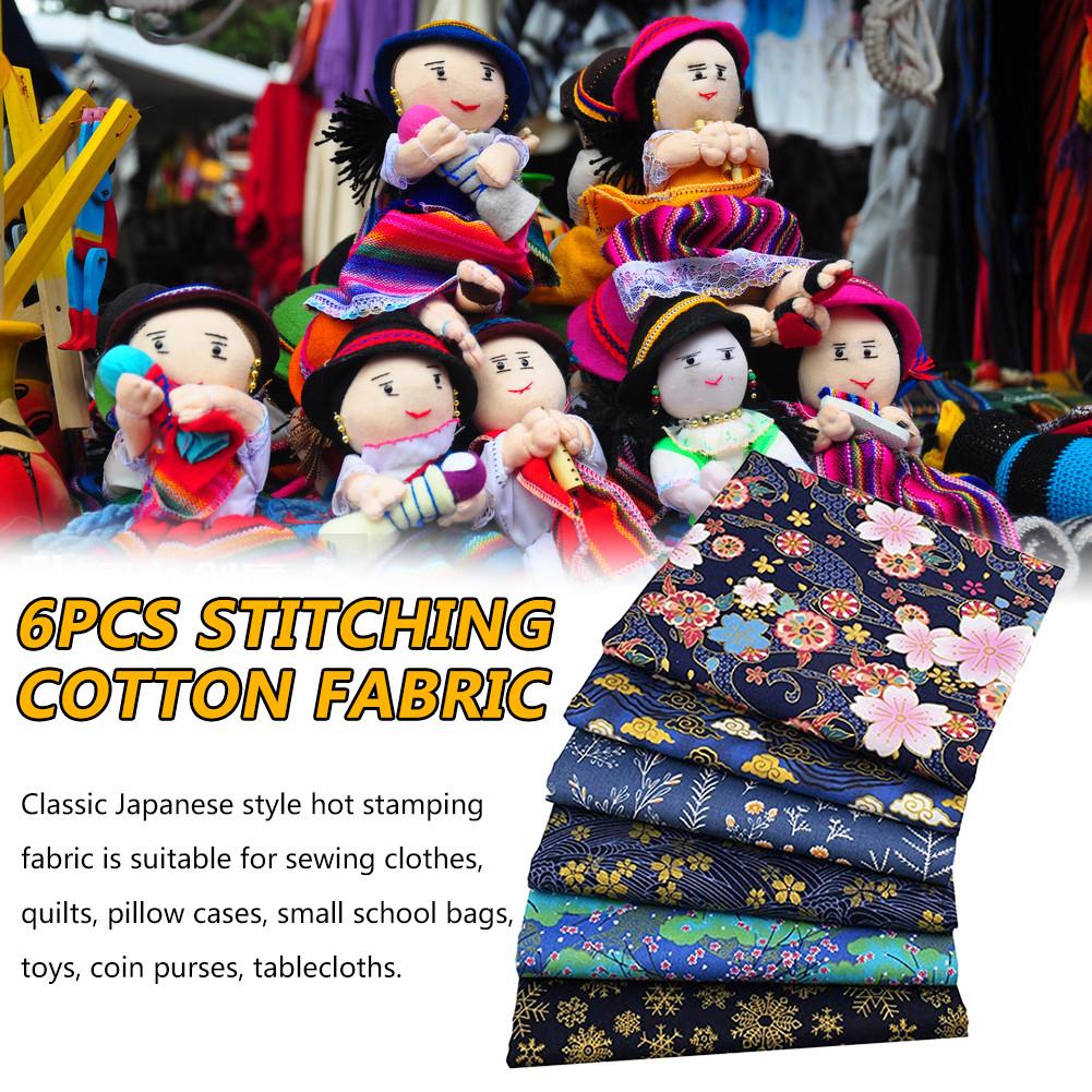 6 Stuks Blauw Katoen Stof Gedrukt Ruimte Beddengoed Materiaal Naaien Stof