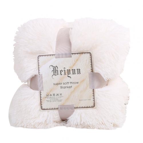 80x120cm doux moelleux Shaggy lit canapé couvre-lit literie feuille jeter couverture décorations de noël pour la maison couette: Creamy White