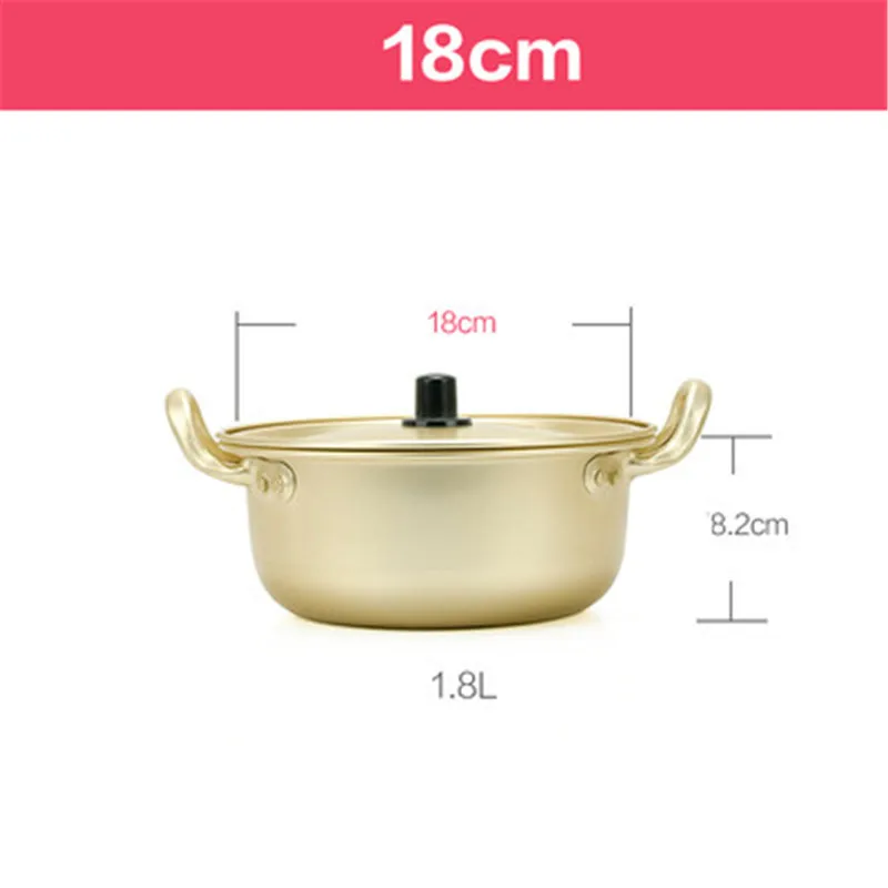 Korean Style Ramen Noodles gold Pot Aluminum Soup Pot Oxidized Coating Noodles Mike Egg Soup Cooking golden Kitchen Cookware: Red