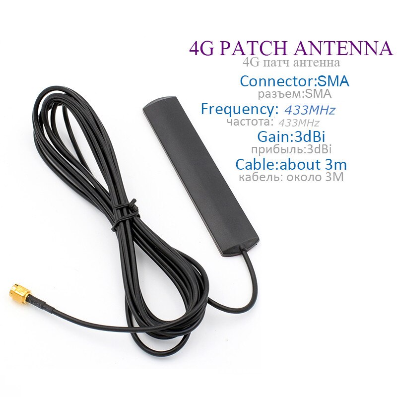 433MHz Antenna SMA 3M cable antena 3dBi RG174 Long Range Patch Antenna with Pasteable Sticker Ham Radio