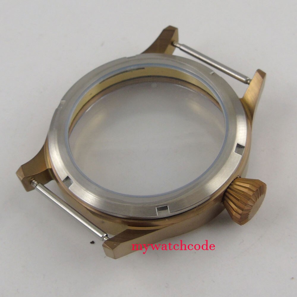 43mm Bronze- überzogene parnis Uhr fallen Saphir glas passen 6498 6497 essen bewegung