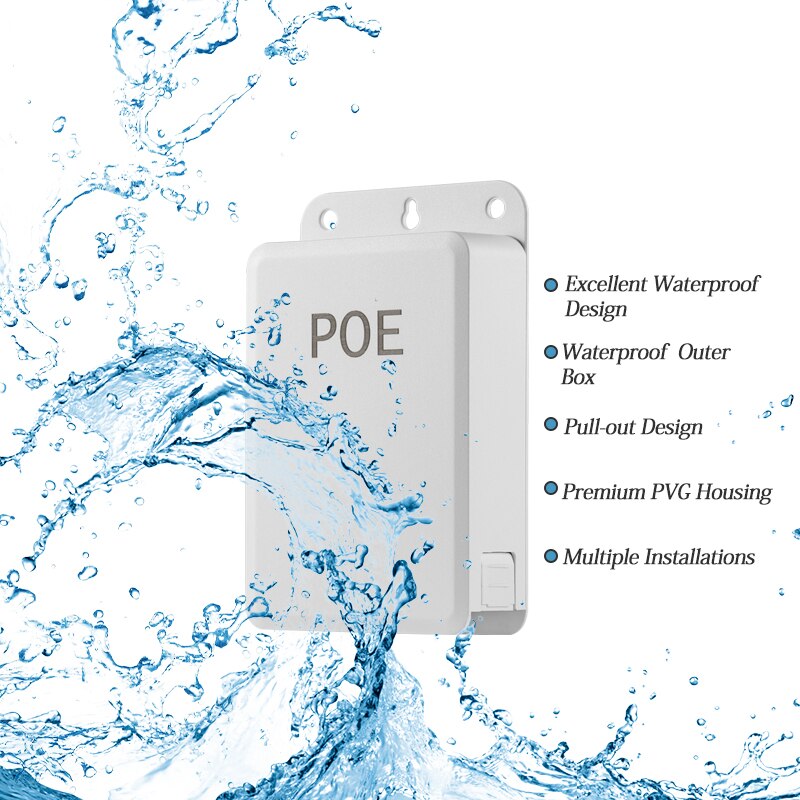 Waterproof Outdoor PoE Splitter IEEE 802.3af 10/100Mbps Power over Ethernet for IP Camera 48V POE Transfer 12V/1.2A