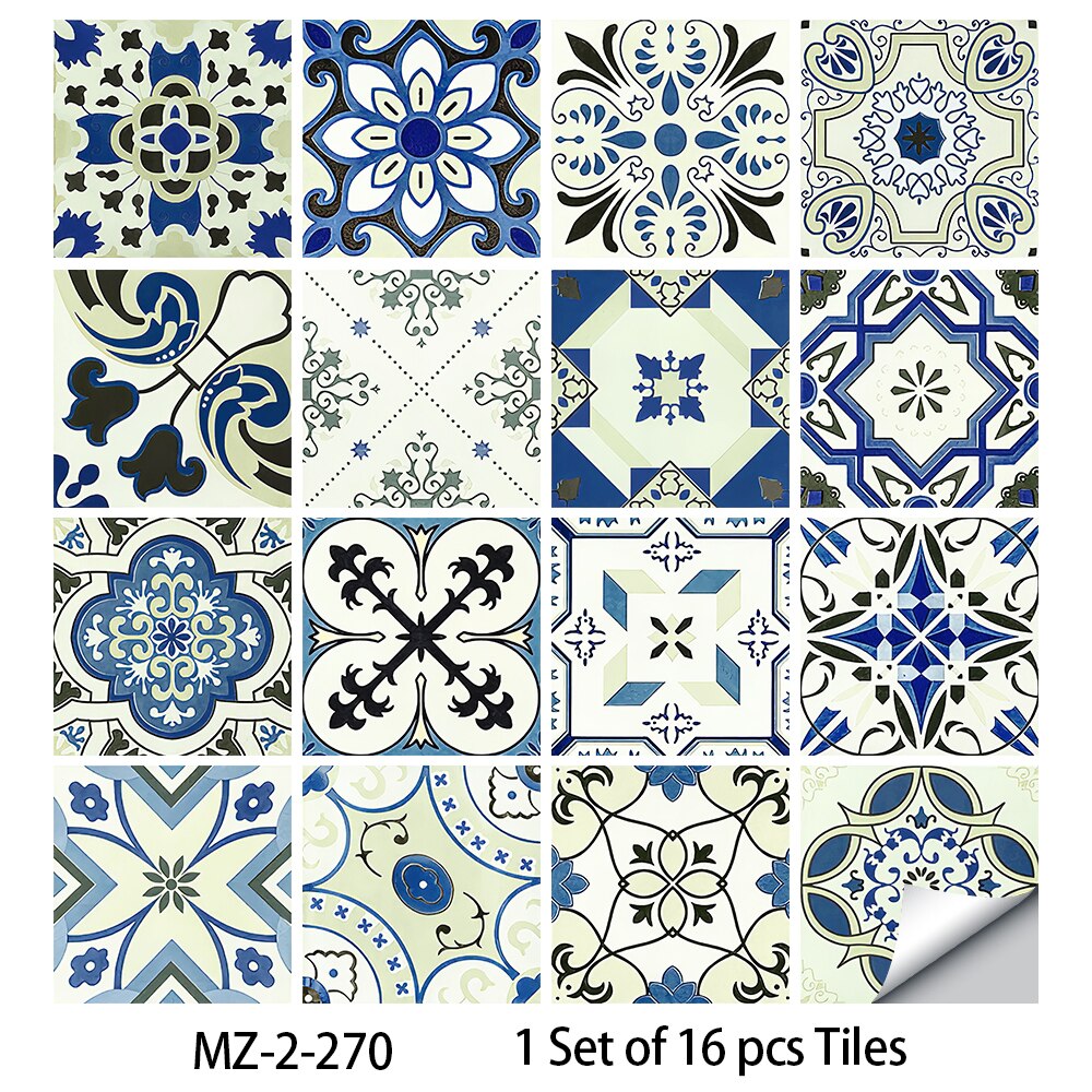 16 pz/impostato piastrelle in ceramica in stile messicano adesivo murale cucina bagno tavoli arte murale decorazioni per la casa sbucciare &amp; bastone adesivi murali in PVC: 20cmX20cmX16pcs