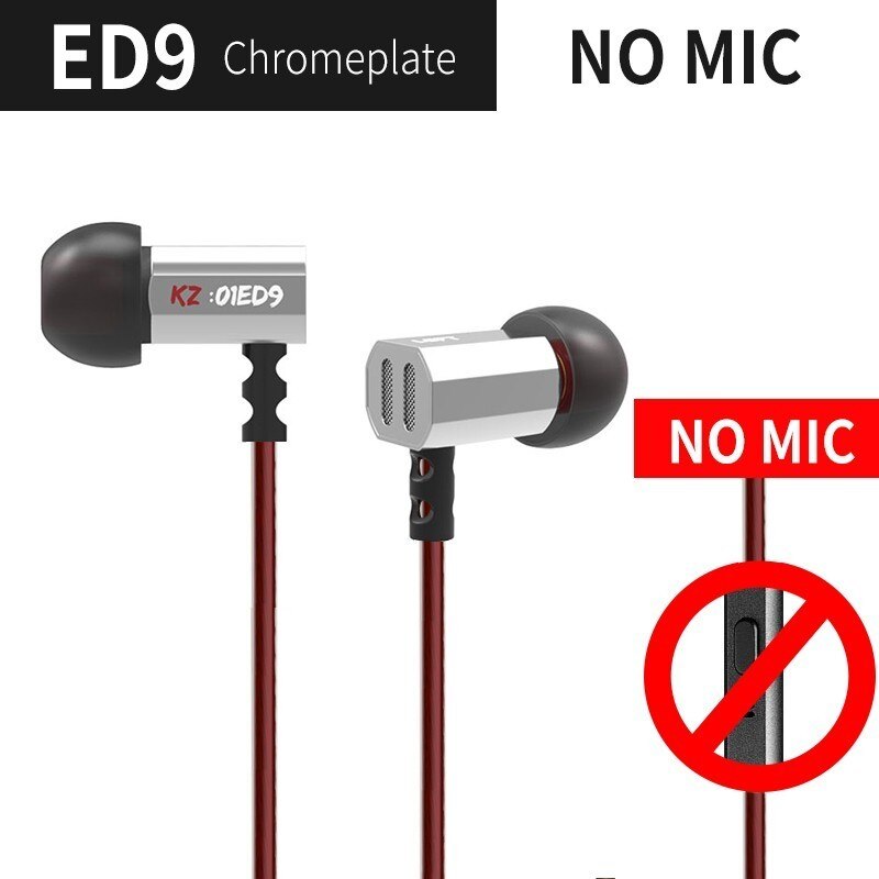 Kz ed9 fones de ouvido de alta fidelidade, super graves, música estéreo, fones de ouvido com cancelamento de ruído, fone de ouvido de celular com microfone: KZED9Silver no mic