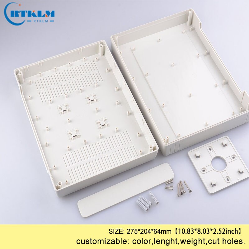 Wall mount plastic housing for electronics abs plastic project case diy junction box plastic instrument enclosure 275*204*64mm