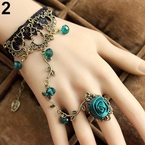 Retro Gothic Lace Flower Hand Slave Harness Bracelet Chain Jewelry Bracelets for womenTassel Bracelet Jewelry