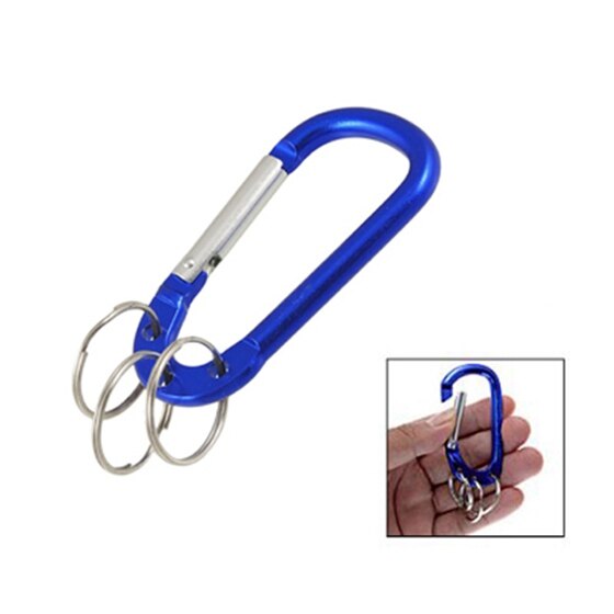 Bordeauxrood, rode aluminium karabijnhaak, 3- delige sleutelhangerketting & internationale klein blauwe draagbare sleutelhanger karabijnhaak