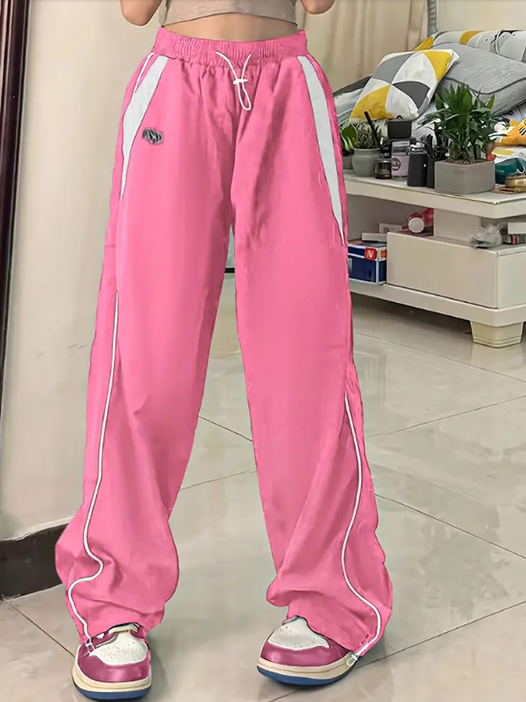 Women Baggy Harajuku Cargo Pants Streetwear Hip Hop Wide Leg Pant Parachute Sweatpants Techwear Joggers Oversized Y2K Trousers: XL / Pink