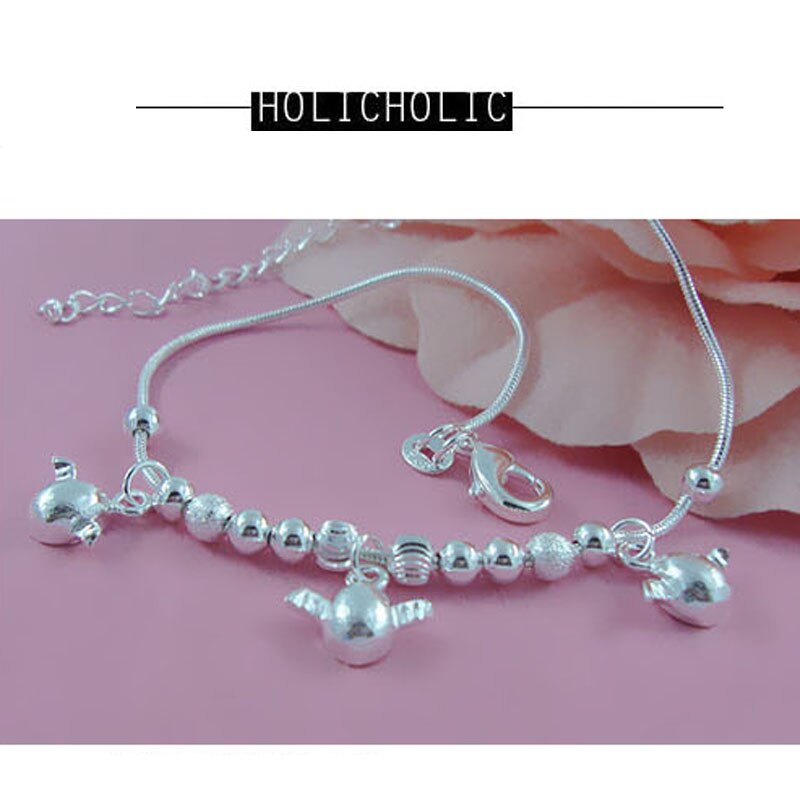 925 Sterling Silber Kleiner engel eier Charme Fußkettchen Für Frauen 925 silber Knöchel Armbinde schmuck Länge 22cm