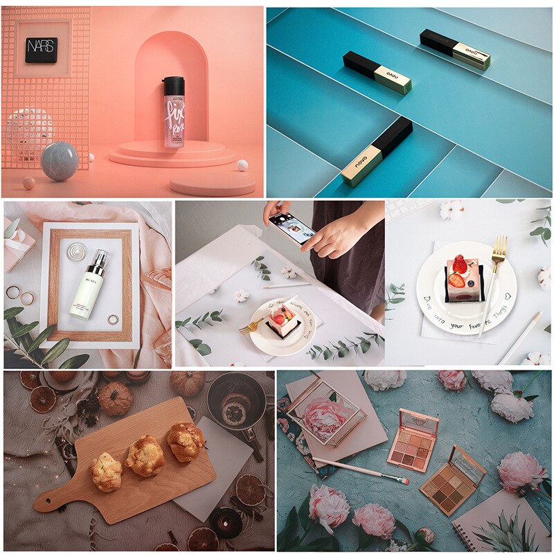Arrière-plan de photographie Double face 57x42cm, toile de fond de table, accessoires de produits cosmétiques, séance Photo pour bijoux alimentaires