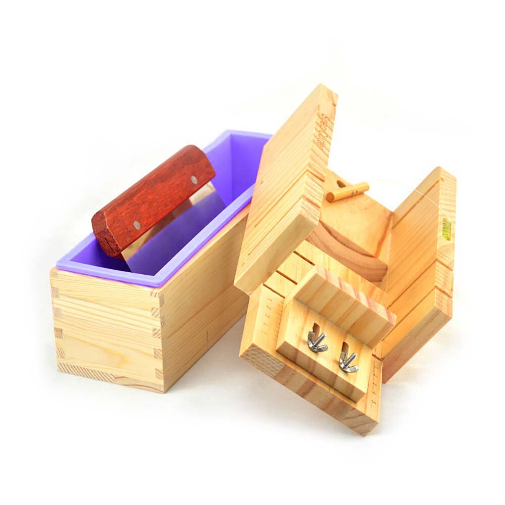 DIY Soap Making Tool Set Adjustable Wooden Soap Cutter Box Stainless Steel Wax Soap Slicer Wavy Knifes Handmade Soap Making Kit