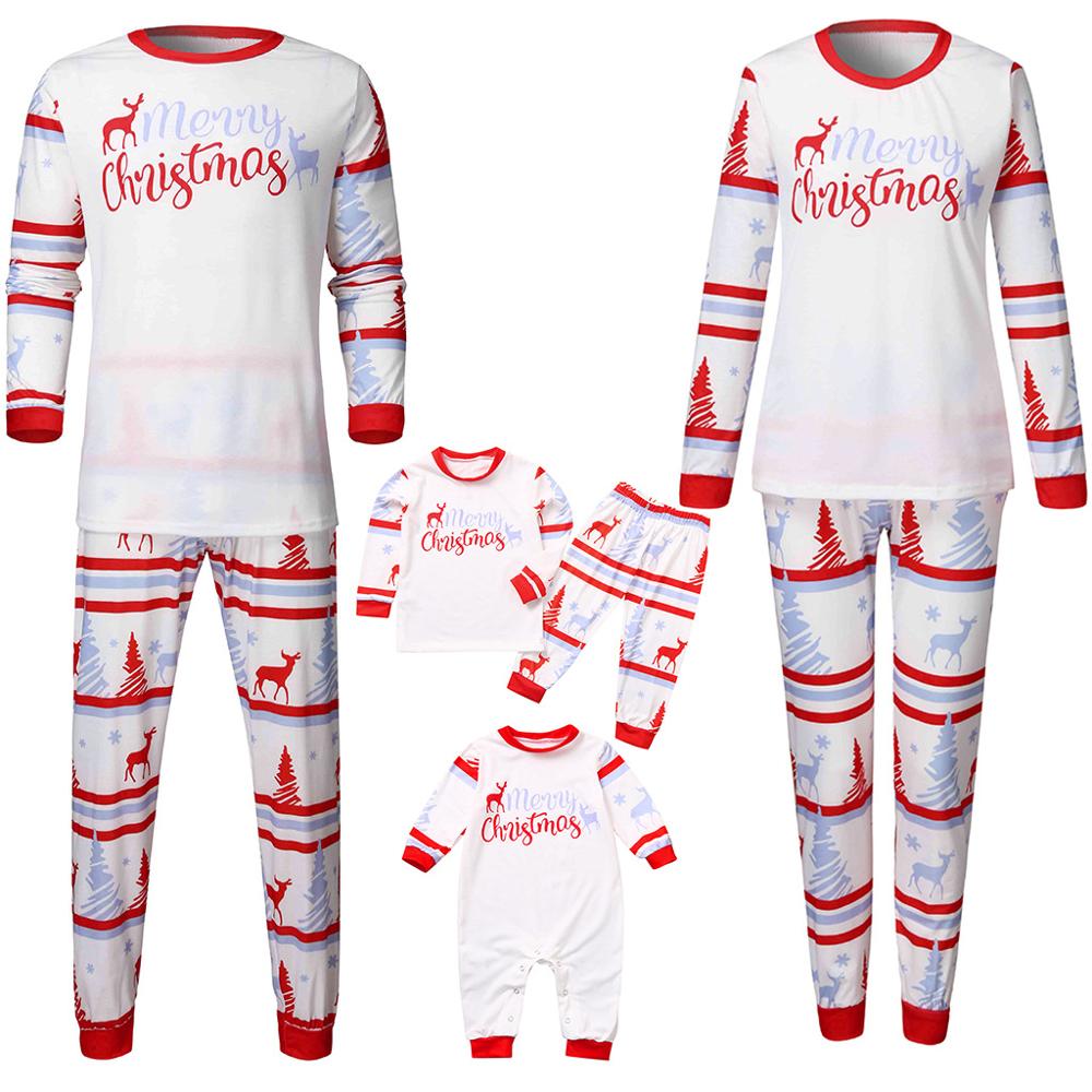 Familie jul familie matchende pyjamas sæt tøj jule fest tøj voksne børn pyjamas sæt bomuld baby romper nattøj
